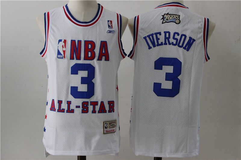 Men Philadelphia 76ers 3 Iverson White All Star NBA Jersey